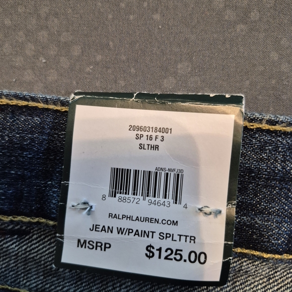 Ralph Lauren Paint Splatter Girlfriend Jeans - Size 14 - Picture 7 of 10